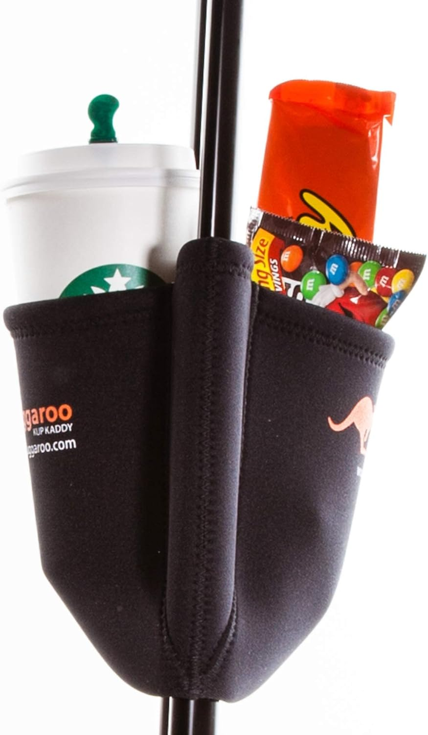 Luggaroo Kup Kaddy - the Original Premium Carry on Luggage Cup Holder - Travel Accessory for Air Travelers - Securely Transport Coffee to Go Cups, Plastic or Glass Bottles, Cans, Snacks, Smartphones, Boarding Passes, Magazines, Newspapers, You Name It! Stows Flat for Quick Easy Storage., Black image number 1