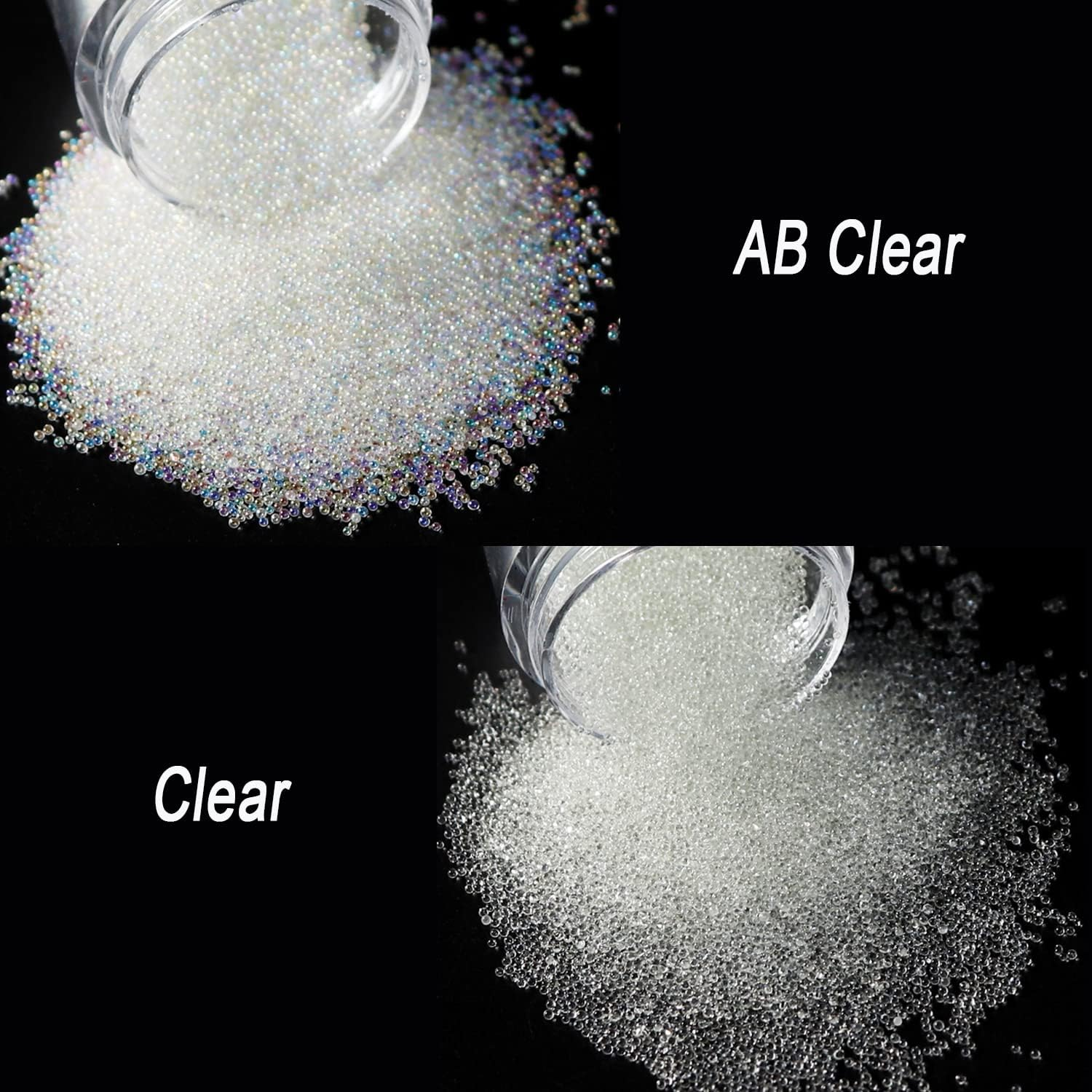 4 Colors Caviar Beads Nail Crystals Micro Pixie Beads Multicolor Glass Pixie Crystals for 3D Nail Art DIY Charms Decorations (Crystal Ab) image number 1