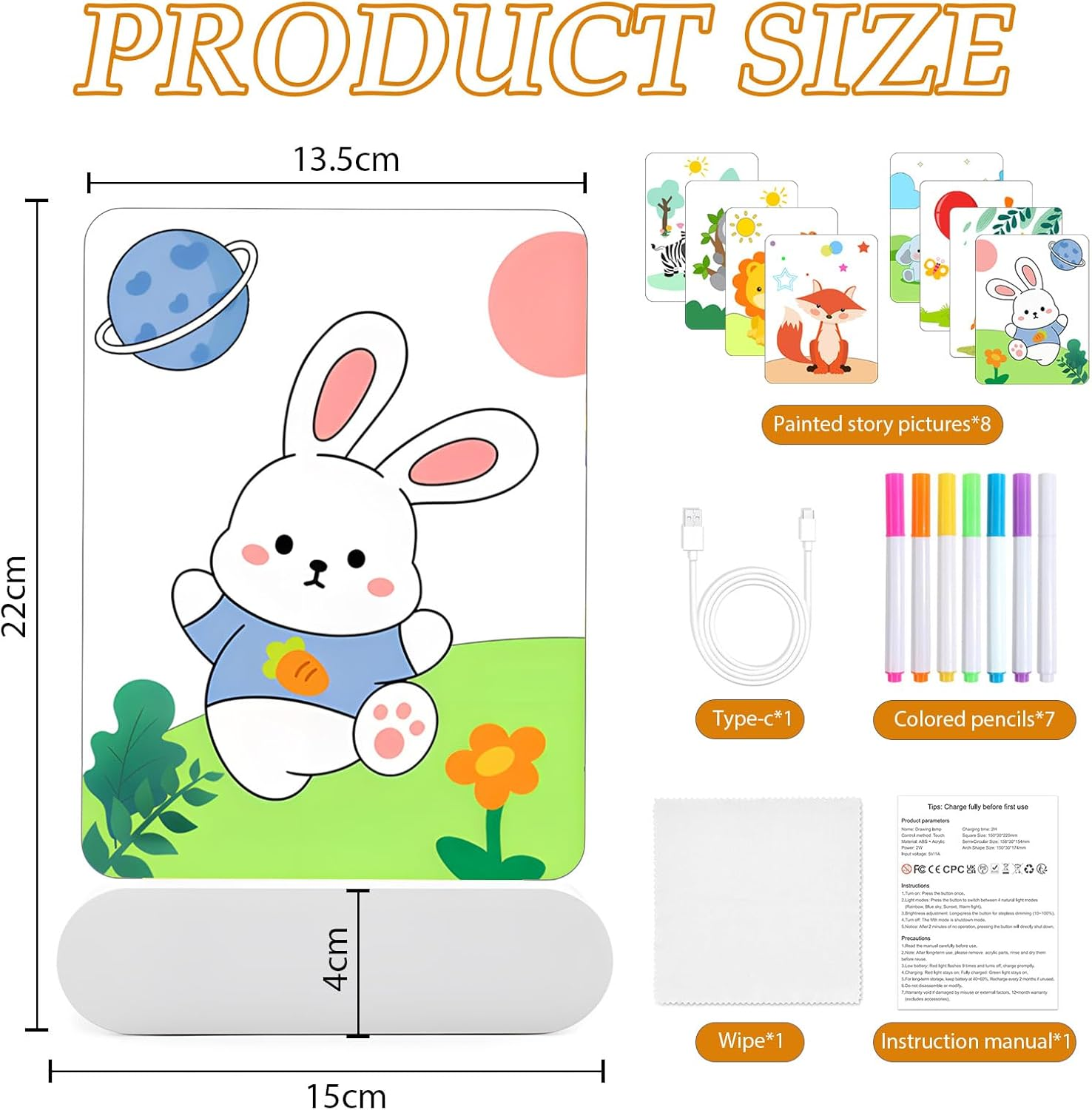 DIY Atmosphere Night Light, LED Acrylic Bedside Lamp with 3 Light Modes, Personalised Night Light Children, 3D Creative Lamp with Drawings and Erasable Pen for Girls and Boys (Landanimals) image number 5