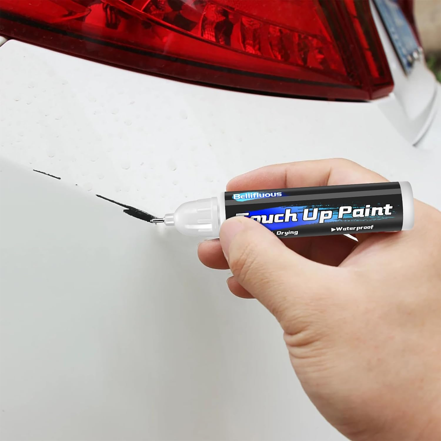 Bellifluous Car Scratch Remover, Touch up Paint Pen, 2 Packs White Car Paint Touch Up, 2 in 1 Auto Paint Scratch Remover Pen, Quick Drying Cars Scratch Repair Pen for Covering and Repairing Scratches