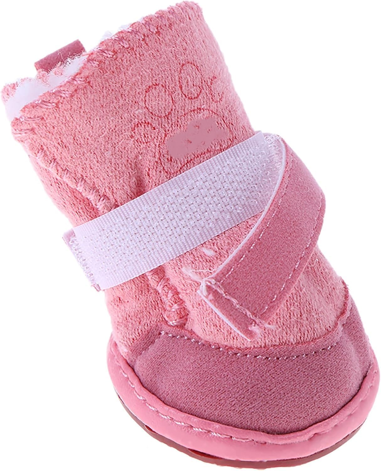 Small Dog Winter Booties, Cold Weahter Dog Shoes for Small Dogs, Boots for Cats, Set of 4 Pieces Snow Boots (Pink, 4) image number 1