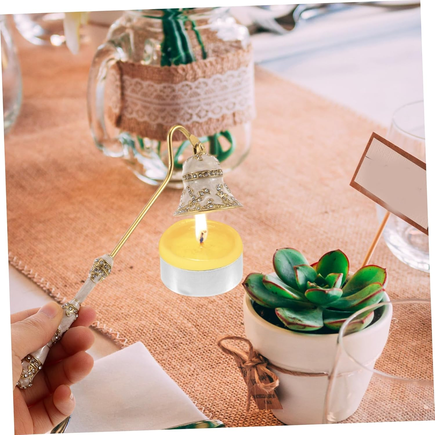PLAFOPE Vintage Metal Candle Snuffer Decorative Wick Extinguisher for Candles Light Long Handle Flame Extinguisher Tool