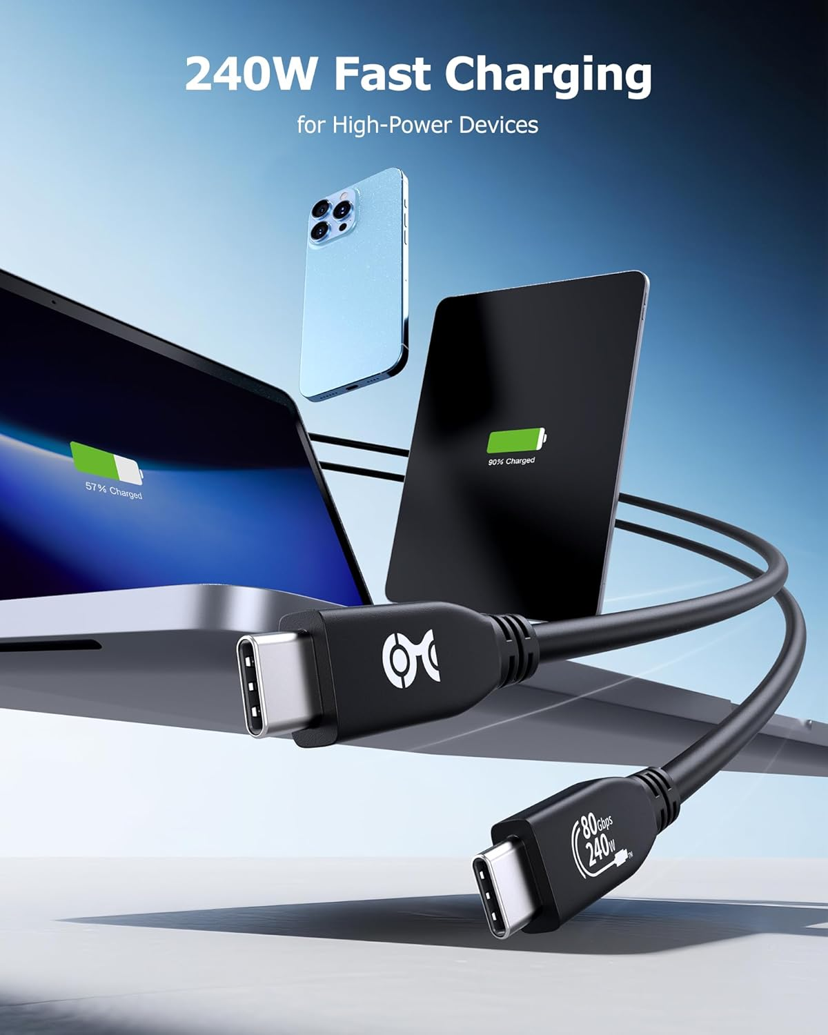 [USB-IF Certified] Cable Matters 80Gbps USB4 Cable - 1.2M, USB 4 to USBC Cable Supports [8K@120Hz / 4K@480Hz Video, 240W Charging, 80Gbps Data Transfer], Compatible with Thunderbolt 5/4, Macbook image number 1