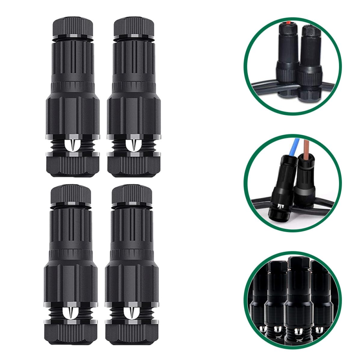 Didiseaon 4Pcs Low Voltage Wire Connectors Waterproof Electrical Connectors for Landscape Lighting with Twist Lock, Suitable for Garden Lights Wiring and Outdoor Use
