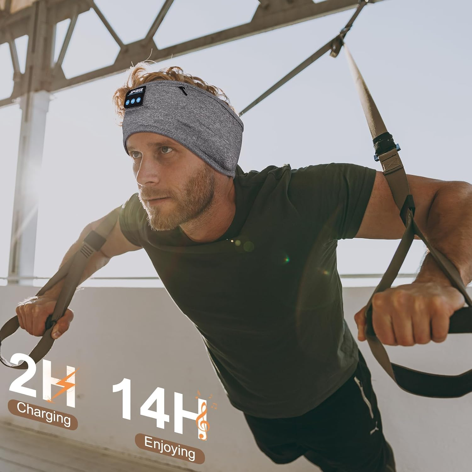 Sleep Headphones Headband, Wireless Music Sports Headband Headphones with Ultra-Thin HD Stereo Speakers Perfect for Sleeping, Workout, Jogging, Yoga, Insomnia, Air Travel, Meditation (Gray) - Gray image number 6