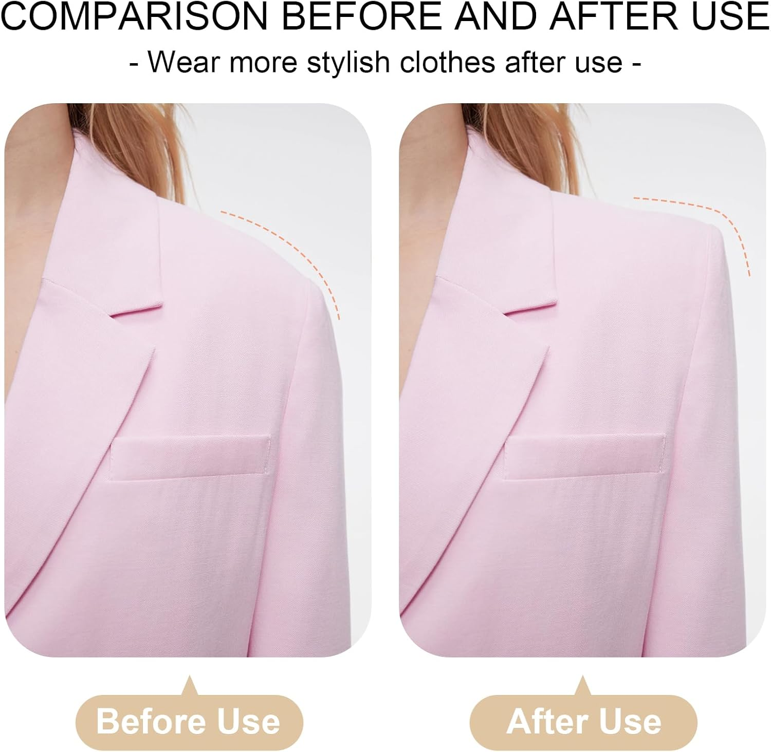 Shoulder Pads 2 Pairs Set in Shoulder Pads, 1.5Cm Thick, Sponge Shoulder Pads, Removable Shoulder Pads, Breathable, for Women & Men (Black & White) image number 4