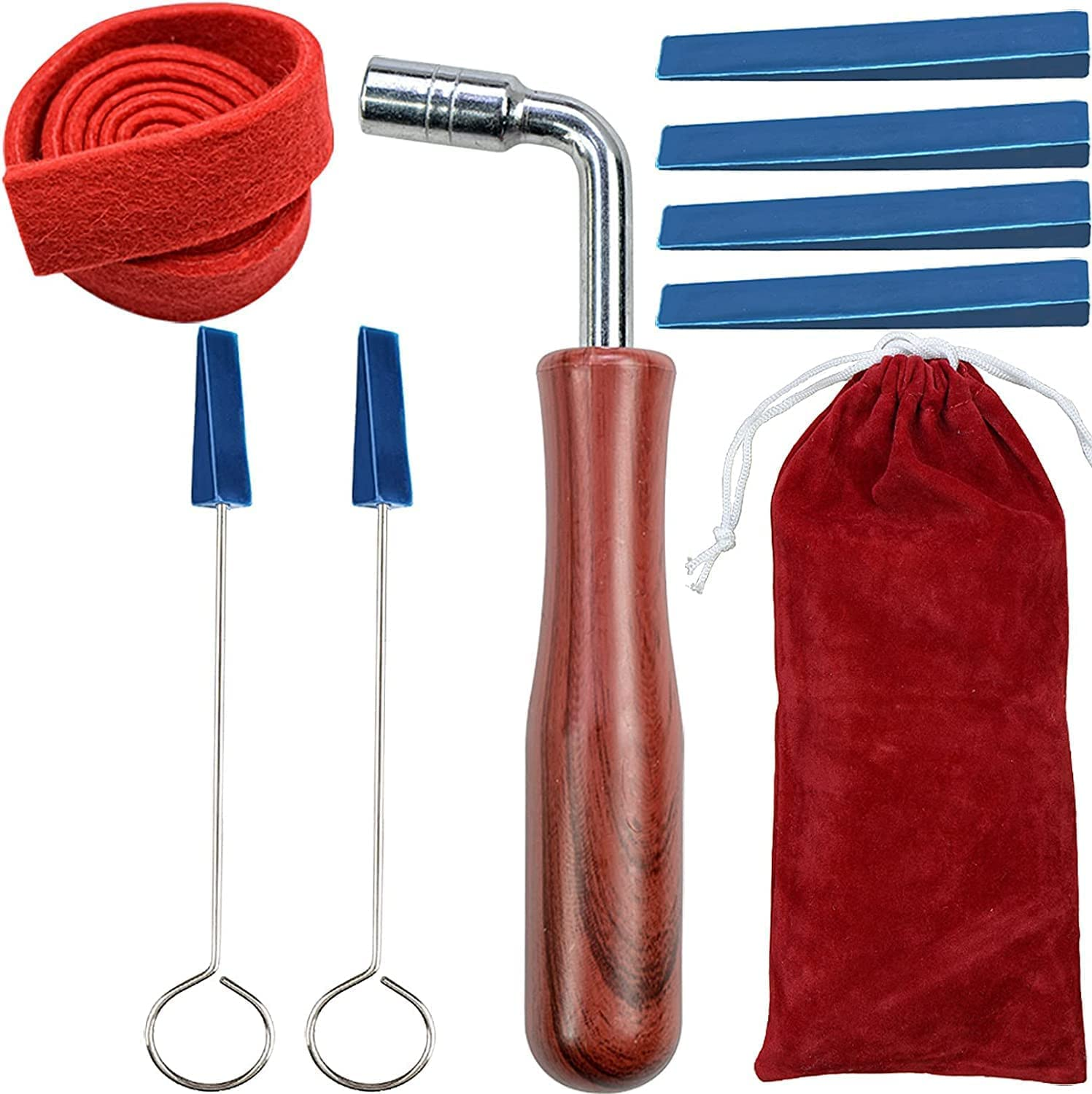 Piano Tuning Kit, Professional Piano Tuning Kit of 8Pcs, Tuning Wrench Hammer Temperament Strip Mute Piano Tuning Tool Kit DIY Piano Fixing Set for Piano Tuner, Tuning Beginner and Professional Tuner image number 3