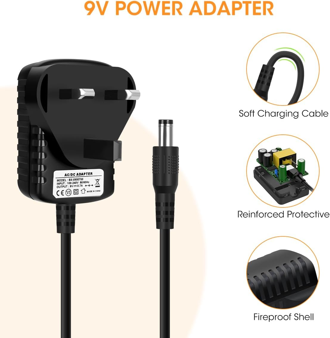 AIEVE 9V Power Supply, 9V DC Power Adapter Plug Power Cable for Rockjam Keyboard Piano Rj-661,Rockjam Rj761,Rockjam Rj654,Rj549,Rj461,Reebok GB50 Exercise Bike image number 5