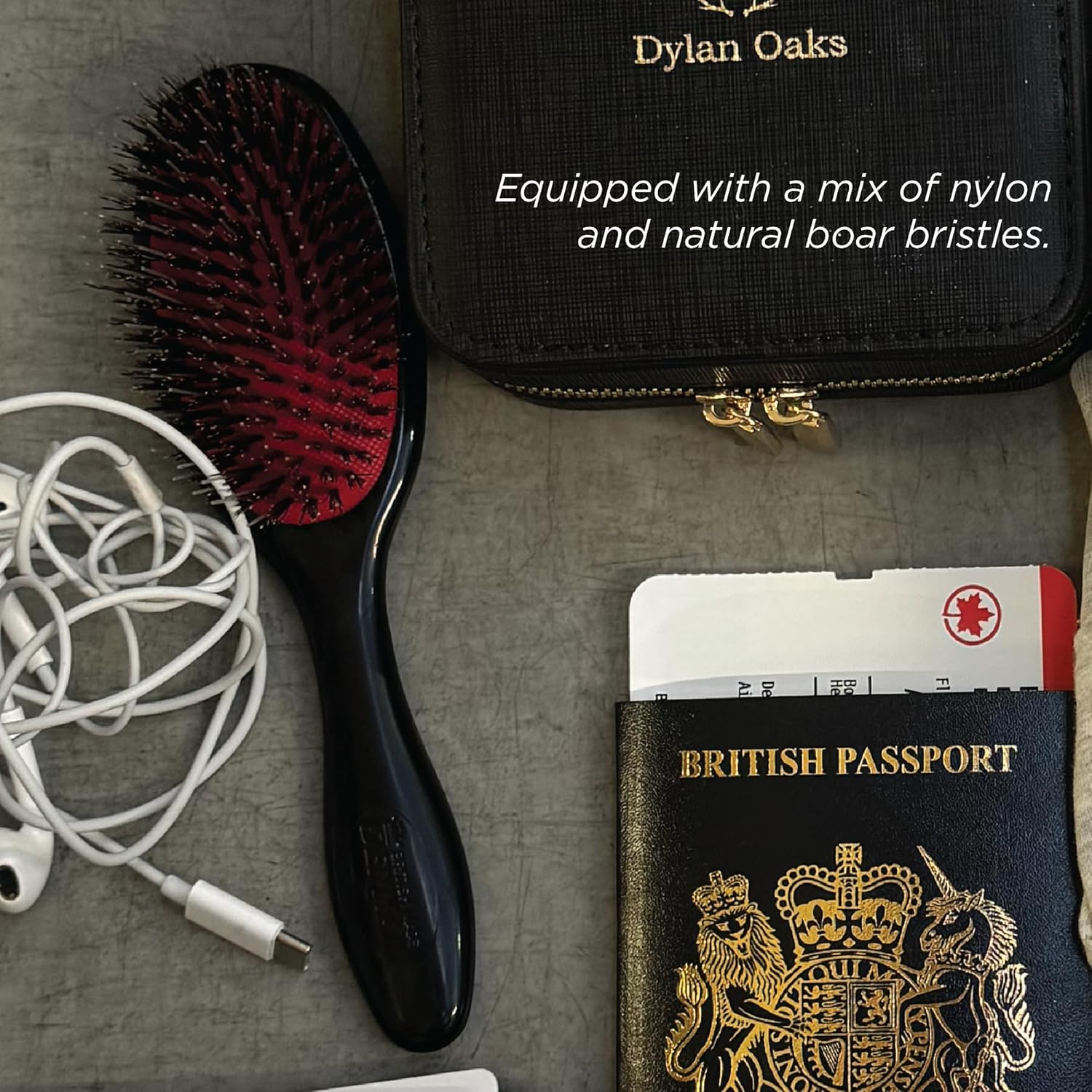 Denman Cushion Hair Brush (Small) with Soft Nylon Quill Boar Bristles - Porcupine Style for Grooming, Detangling, Straightening, Blowdrying and Refreshing Hair &ndash; Black, D81S image number 6