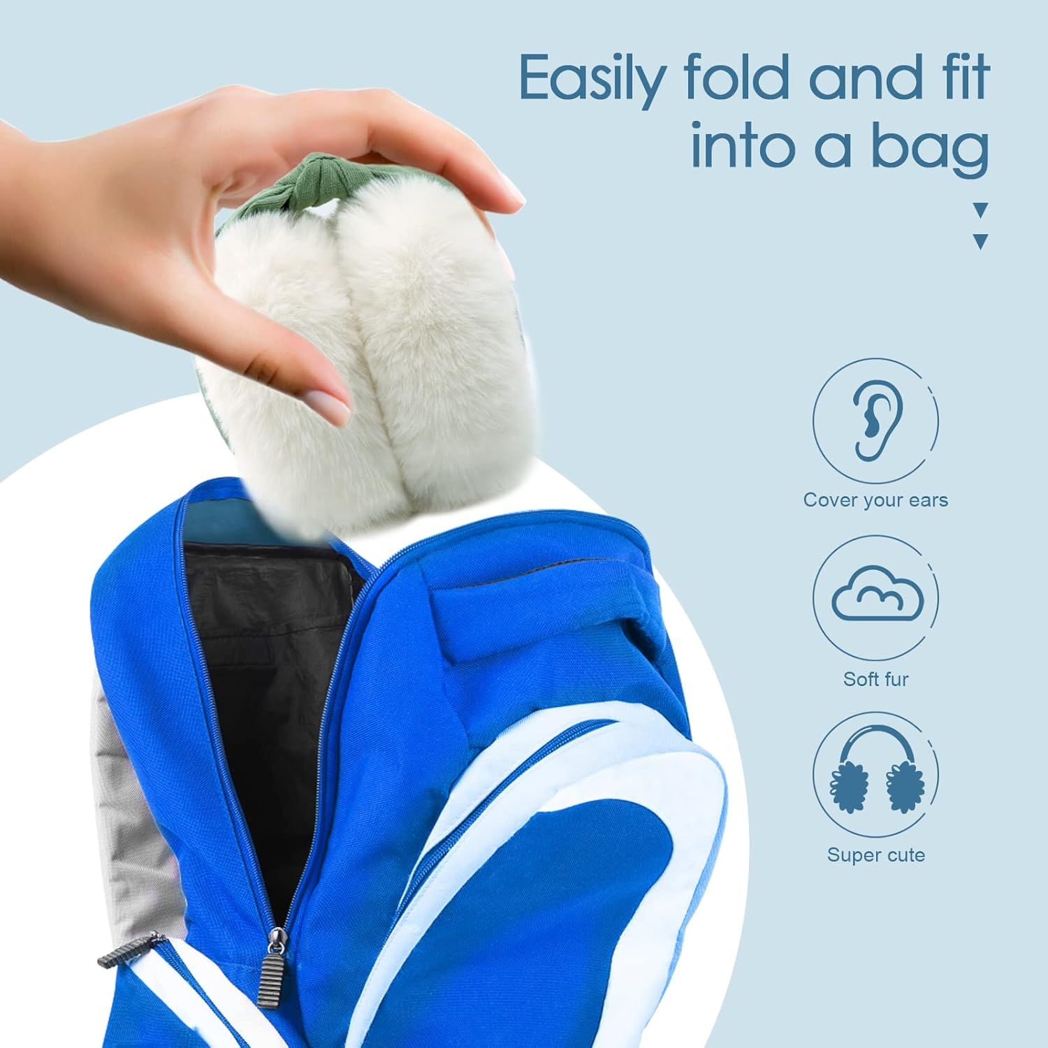 FSTEOE Women Winter Ear Muffs Foldable Girl Ear Warmer Fashion Furry Earmuff Soft Ear Cover Cold Weather - A-Khaki image number 7