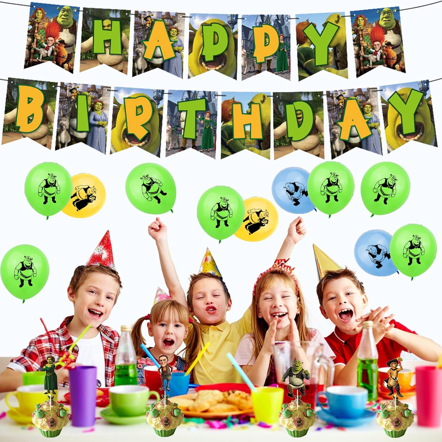 Decorative Birthday Shrek Birthday Decoration Shrek Balloons Shrek Birthday Balloons Shrek Party Decoration Shrek Birthday Decoration Shrek Birthday Garland Shrek Cake Topper image number 4