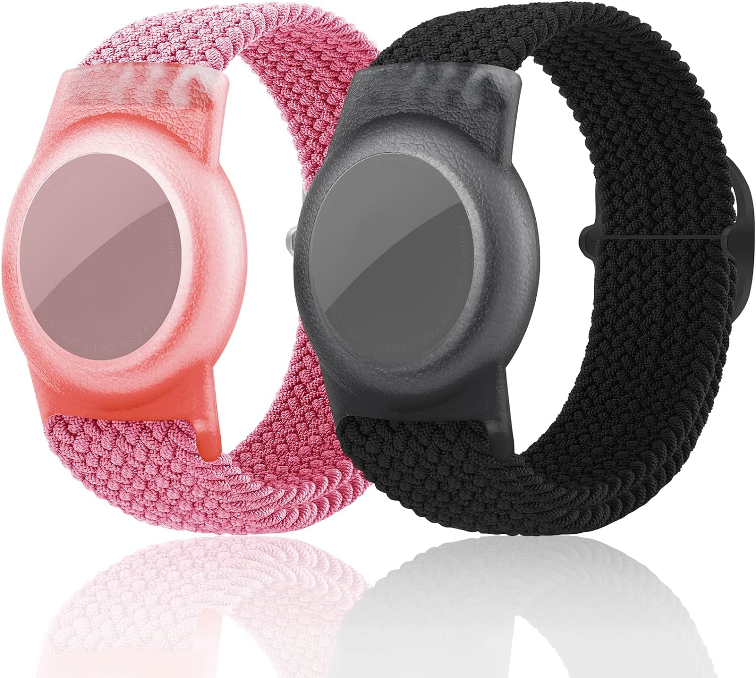 2 Pack Kids Wristband for Airtag, Nylon Watch Band GPS Tracker Holder Protective Case Compatible with Apple Air Tag, Adjustable Anti-Lost Bracelet for Toddler Baby Children Elders