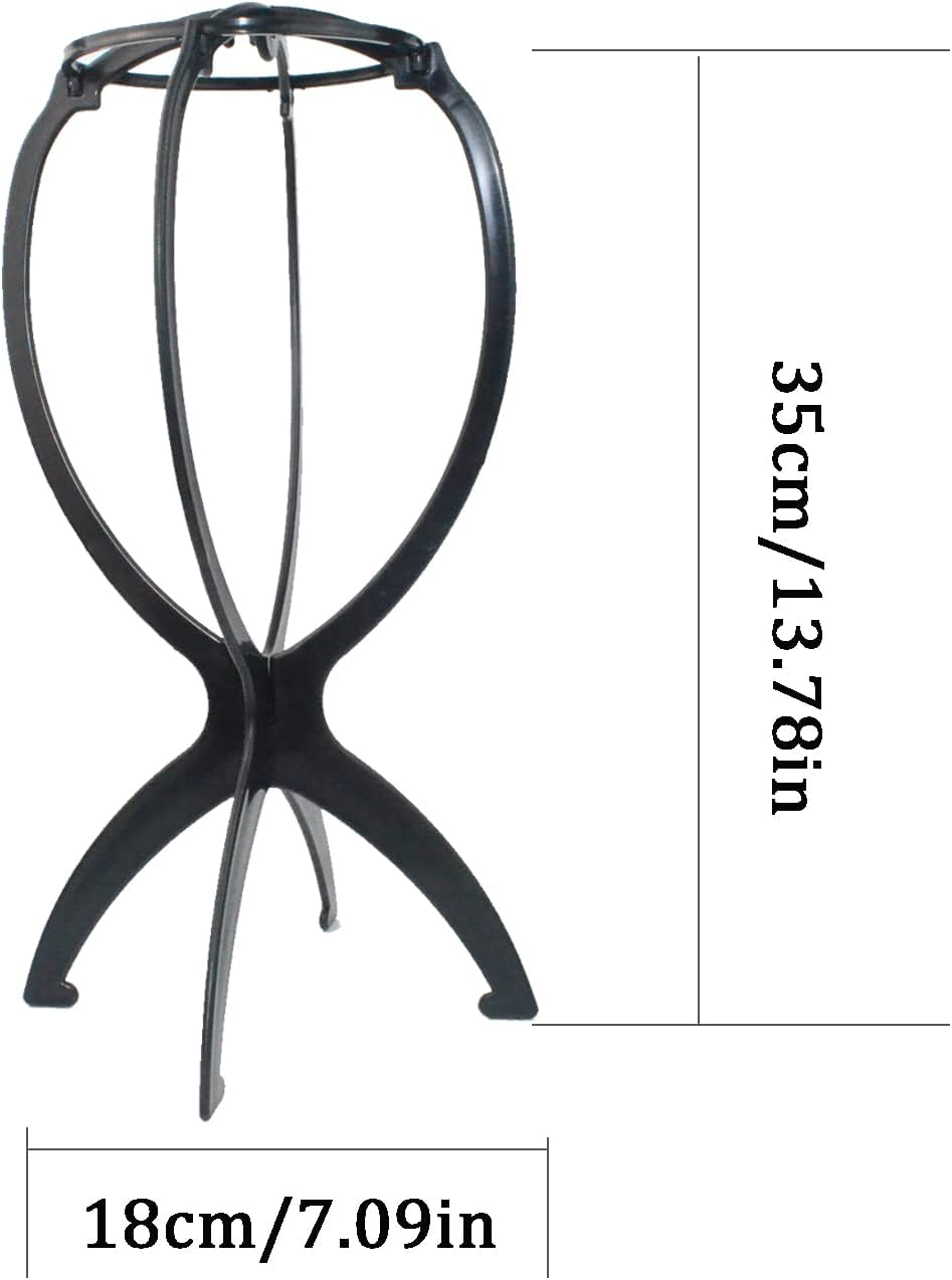 Youery 3 X Plastic Wig Stand, Wig Head, Wig Stand Set, Wig Hold, 3 Pieces Wig Net, 35 X 18 Cm, Black, Can Be Used for Hats and Wigs image number 2
