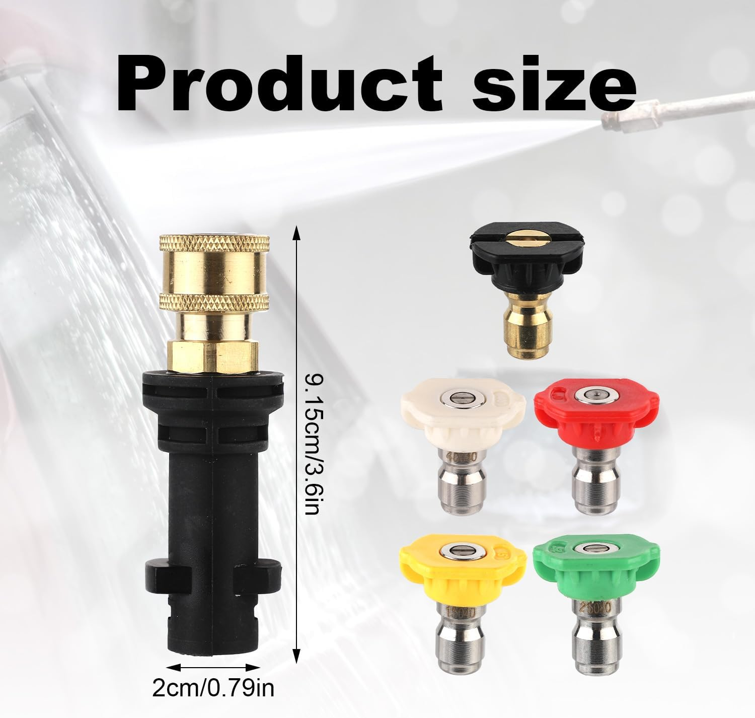 Gosknor Pressure Washer Adapter, 1/4 Inch High Pressure Cleaning Adapter with 5 Power Washer Spray Nozzle Tips Quick-Connect Pressure Washer Replacement Compatible with Karcher Pressure Washer