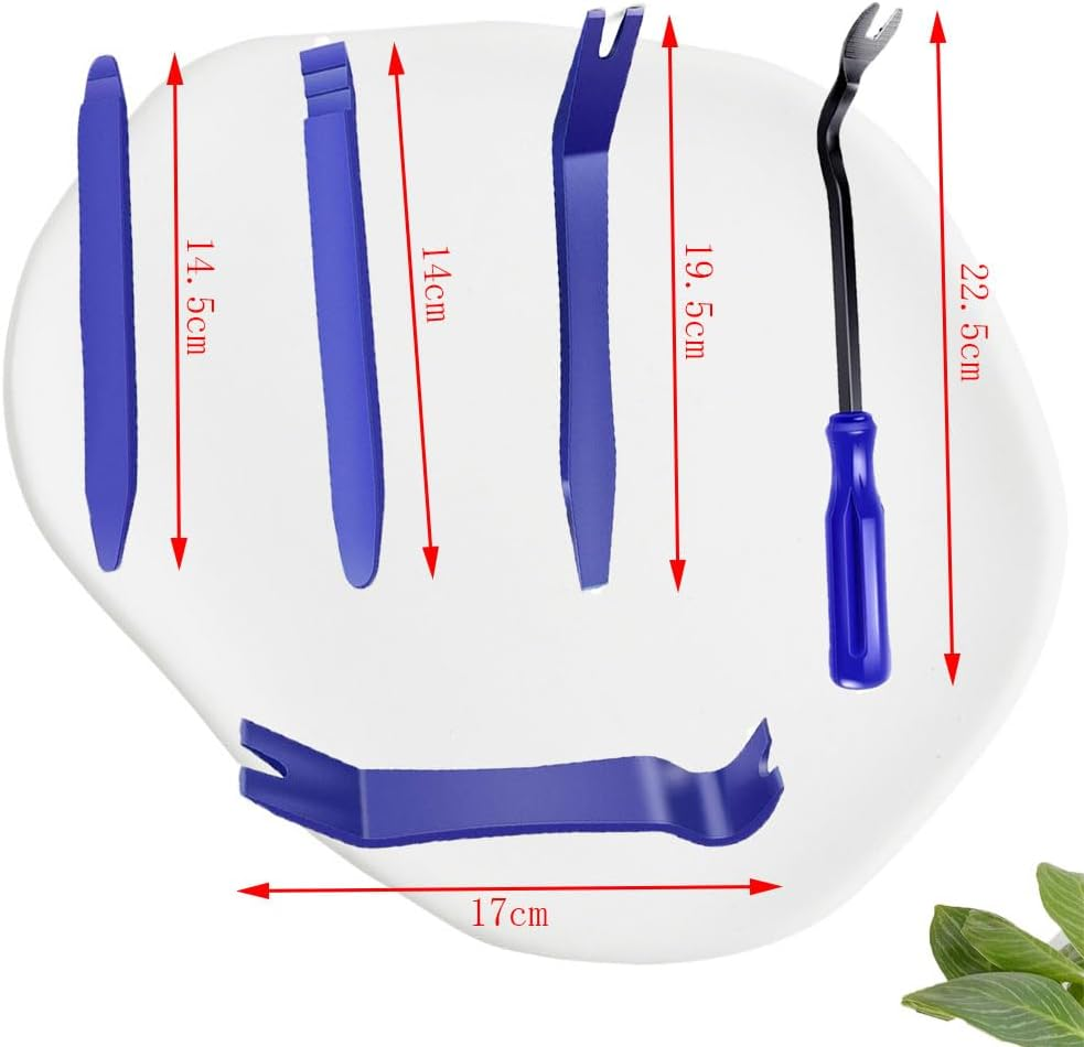 5 Pcs No Scratch Pvc Pry Tool Kit, Auto Trim Removal Tool Kit, Interior Door Panel Clip Removal Set for Vehicle Dash Radio Audio Installer, Interior Trim Tools, Blue image number 3