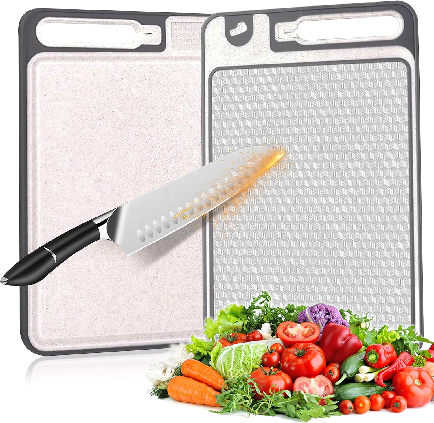 6-In-1 Stainless Steel Double-Sided Cutting Board with Knife Sharpener & Garlic Grinder &ndash; Non-Slip, Bpa-Free, Dishwasher Safe Chopping Board for Meat, Vegetables, Fruit, Bread &ndash; 37X25Cm image number 4