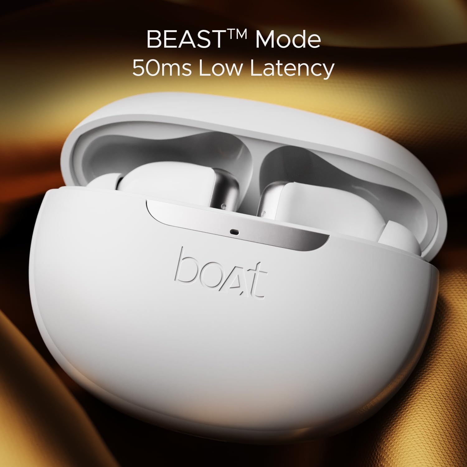 Boat Newly Launched Airdopes 141 ANC TWS Earbuds with 42 Hrs Playback/50 Ms Low Latency Beast&trade;Mode/Iwp&trade;Tech/Signature Sound/Quad Mics with Enx&trade;/Asap&trade; Charge/Usb Type-C Port/Ipx5 (White) - White image number 4