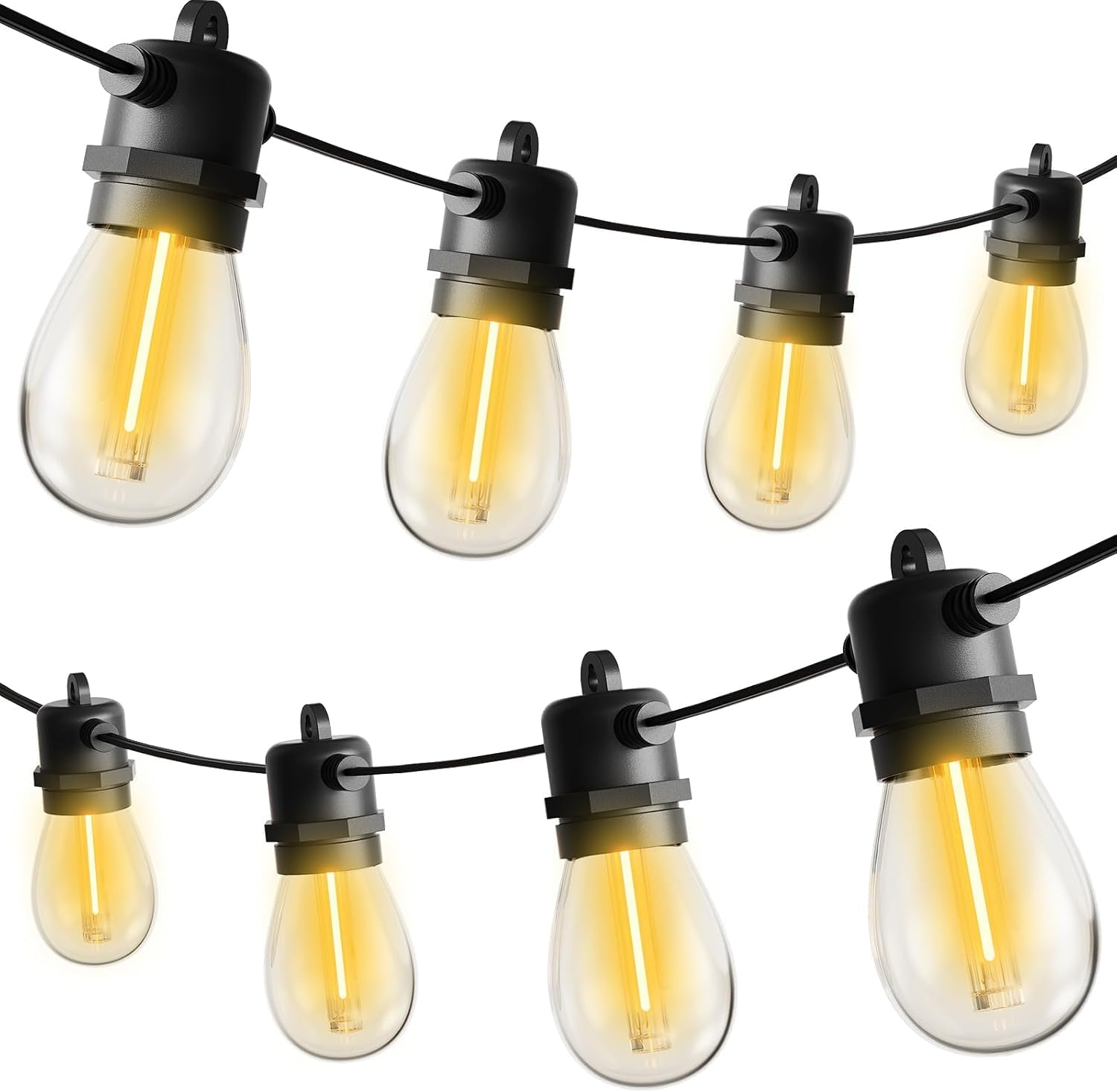 BAMDECOR 15M Solar Festoon Lights Outdoor, 2700K Warm White Solar Powered String Lights with 2400Mah Battery, Festoon Light for Patio Backyard Balcony Gazebo Party Carpor image number 3