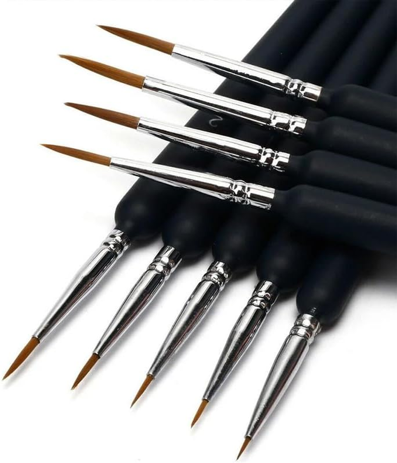 AIMALL 9 Pcs Sable Hair Paint Brush Set, Detail Miniature Painting Brushes, Sizes 000-6, Perfect for Oil, Watercolour, Gouache, Acrylic, and Nail Art Projects image number 2