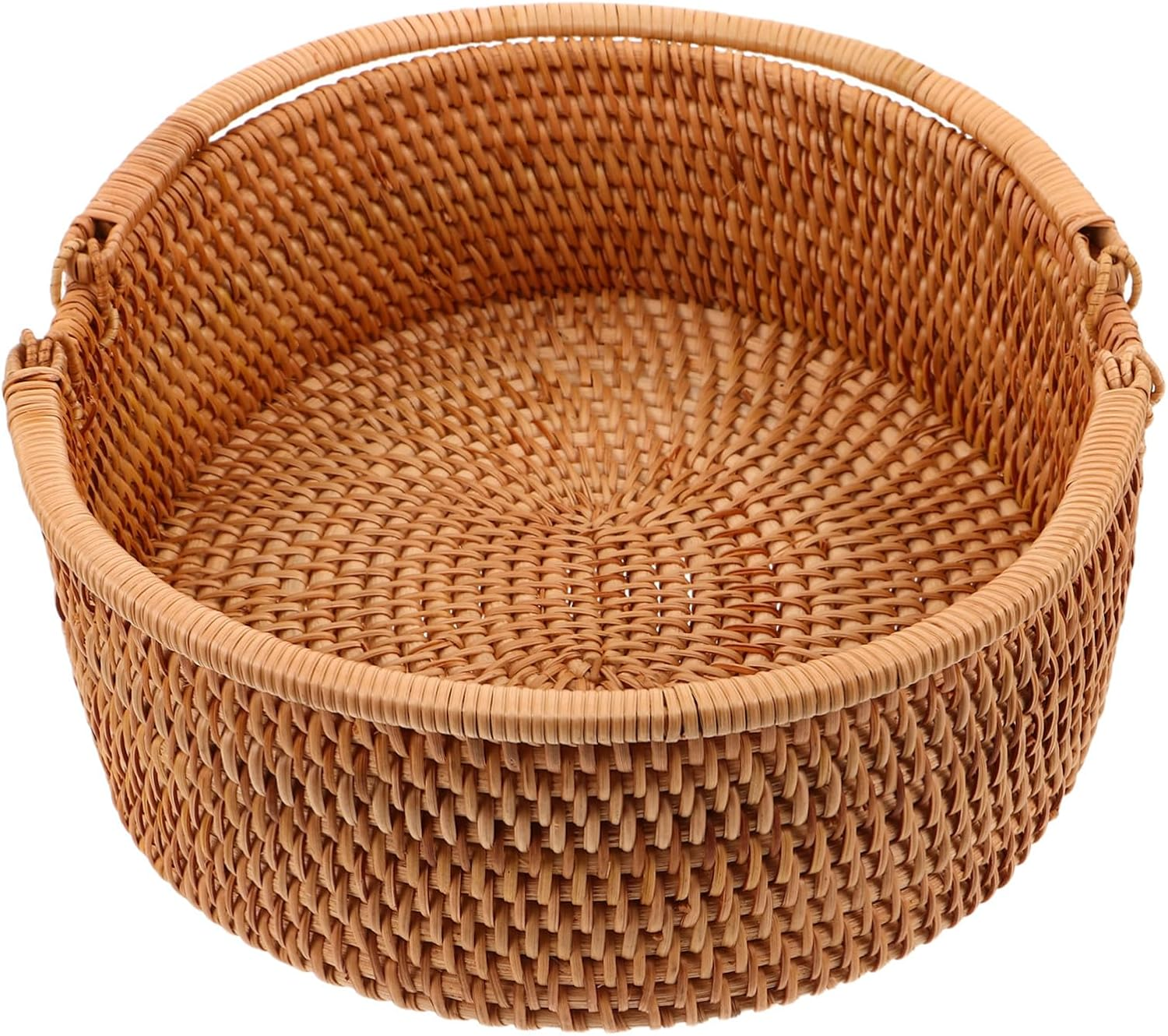 Mipcase Portable Large Willow Rattan Basket with Handle for Picnic and Fruit Storage Handwoven Kitchen Organizer with Openweave Breathable Design for Outdoor Activities and Home