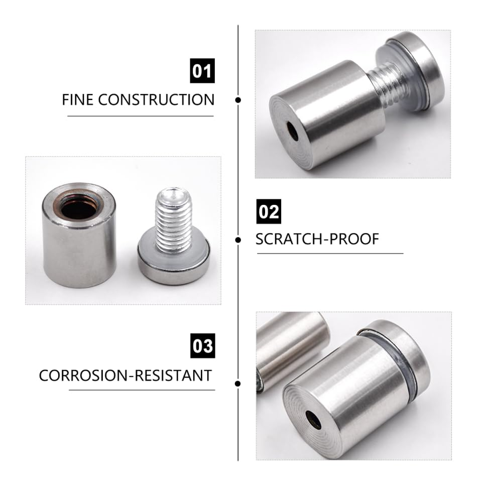 Iplusmile 40Pcs Sign Standoff Screws Advertising Screws, Stainless Steel Wall Standoff Mounts Sign Holders Displays Nail for Hanging Acrylic Picture Frame, Glass Mounting image number 4