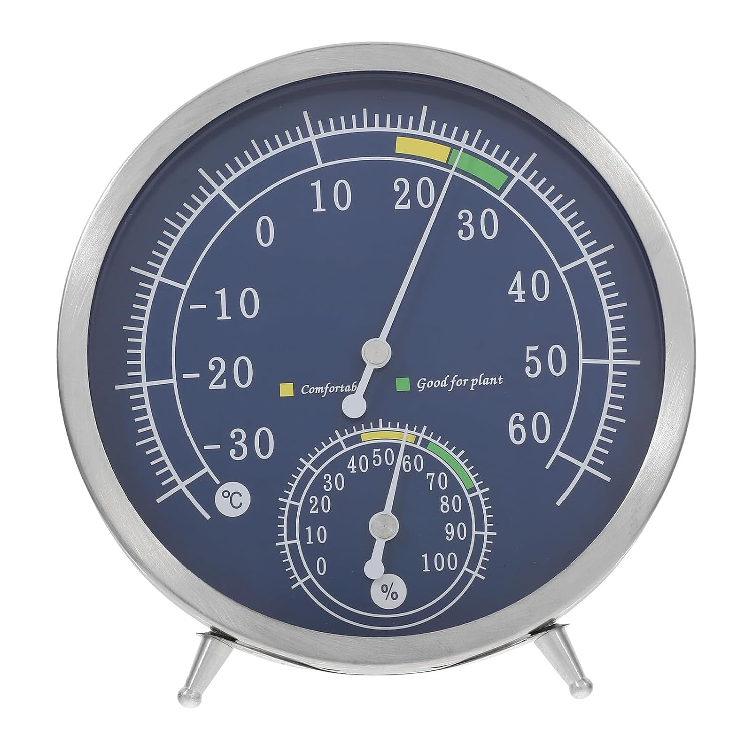 VICASKY Stainless Steel Indoor Outdoor Thermohygrometer Sauna Thermometer Accurate Hygrometer with Wall Mount and Freestanding Options for Home Environment Monitoring image number 4