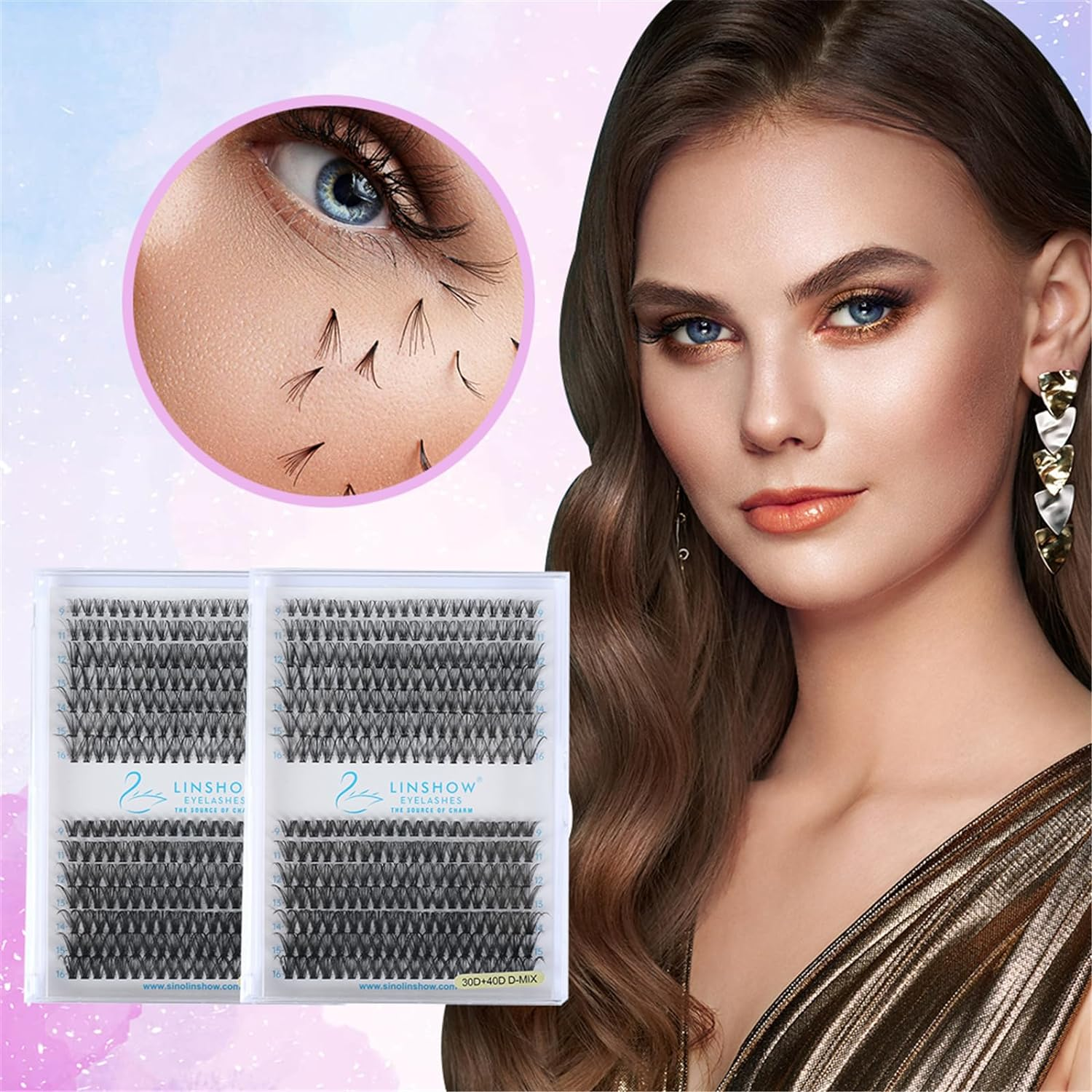 Cluster False Eyelashes 280Pcs 30/40D Mix9-16Mm D Curl DIY Individual Lashes Russia Volume Soft Natural Lashes (D Curl)