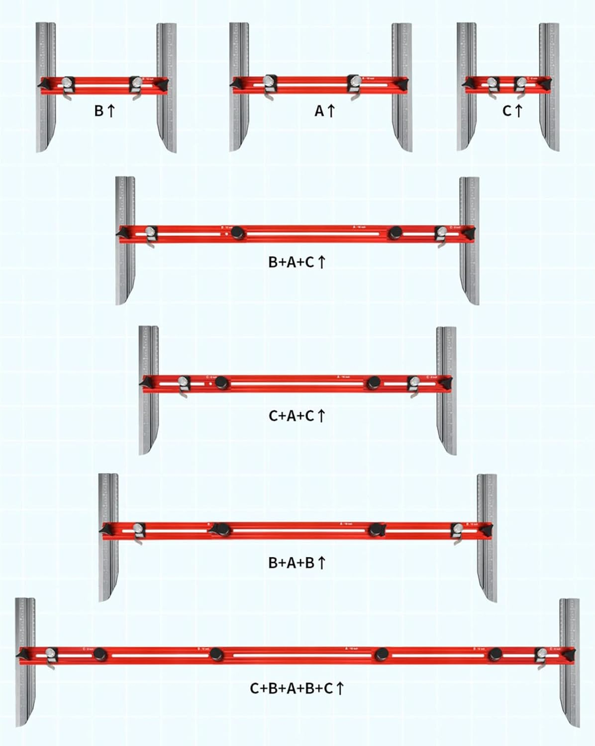 Jiawu Stair Tread Template Tool, Stair Tread Gauge, Aluminum Alloy Flexible Easy Adjustment Stair Measuring Tool Jig, Stair Tread Measuring Tool for Many Types of Layout Projects image number 3
