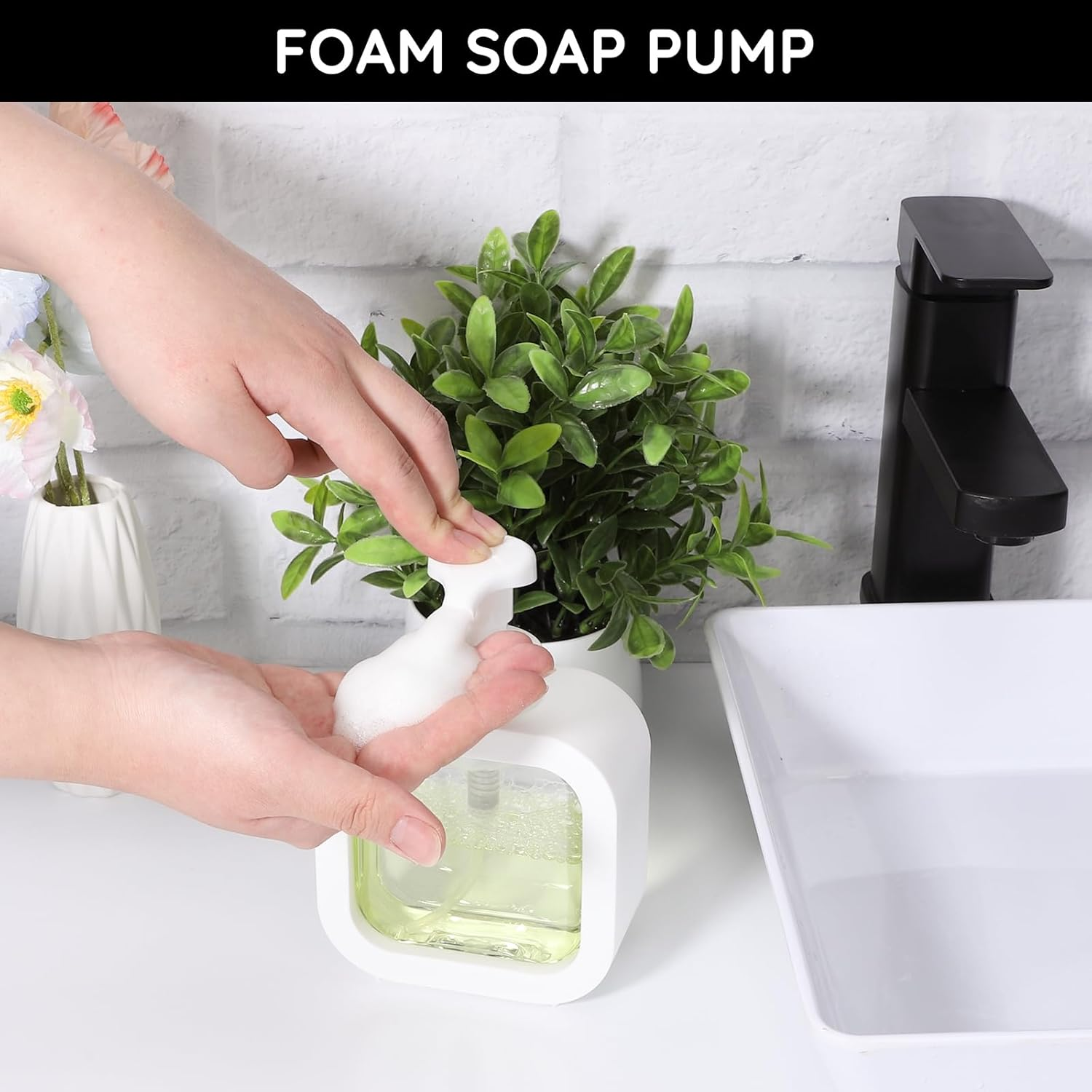 Segbeauty Foaming Soap Dispenser White, 3 Packs 10.1Oz Refillable Liquid Hand Soap Dispenser for Bathroom Kitchen, 300Ml Modern Home Decor Pump Bottle Foam Dish Wash Dispenser image number 6