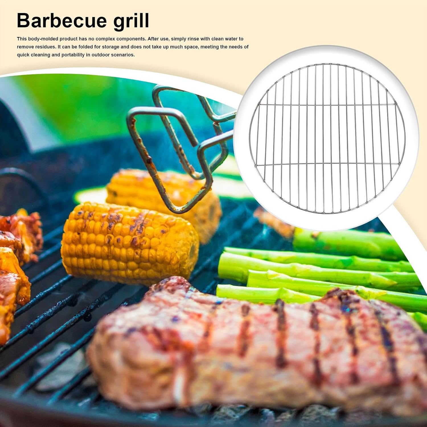 Cooking Grate, 33Cm round BBQ Grill Rack, Stainless Steel Barbecue Grill Grid Replacement for Charcoal Kettle Grills, Barbecue Grate Round image number 5
