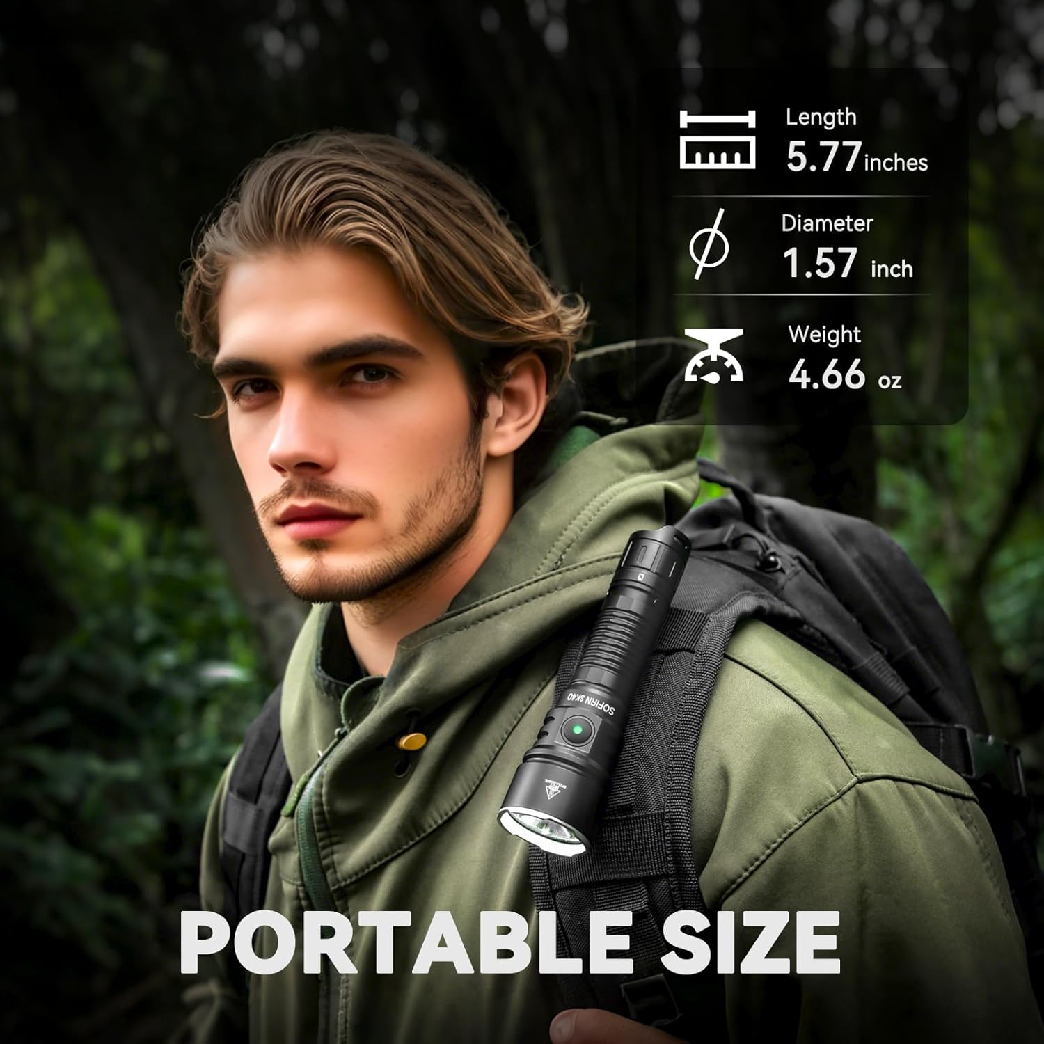 Sofirn SK40 Tactical Torch 3200 Lumens, Rechargeable EDC Flashlight with 580 Meters Long Throw, Dual Switches LED Flash Light Spotlight for Camping Hiking Hunting Searching