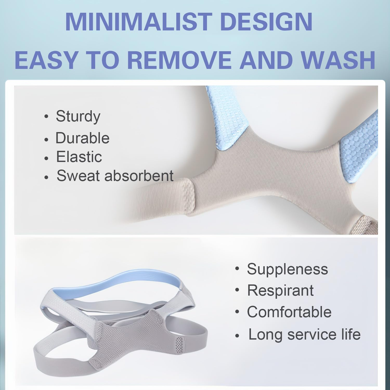 Replacement Universal Nasal Guard Headgear, Replacement Headgear for Resmed Mirage FX Nasal Guard, Breathing Machine Accessory for Mirage FX Elastic Fabric Strap image number 3