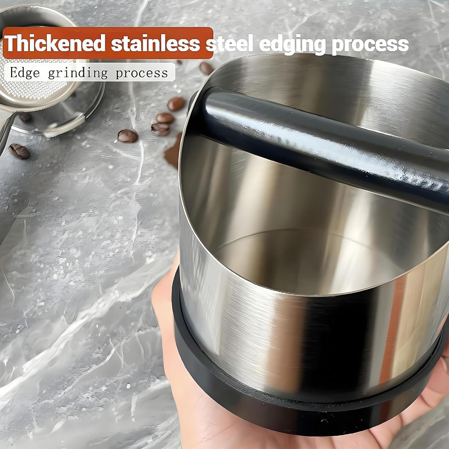 REGODI Coffee Knock Box, 660Ml Stainless Steel Shock-Absorbent Durable Barista Style Espresso Knock Box with Removable Knock Bar and Non-Slip Base image number 2