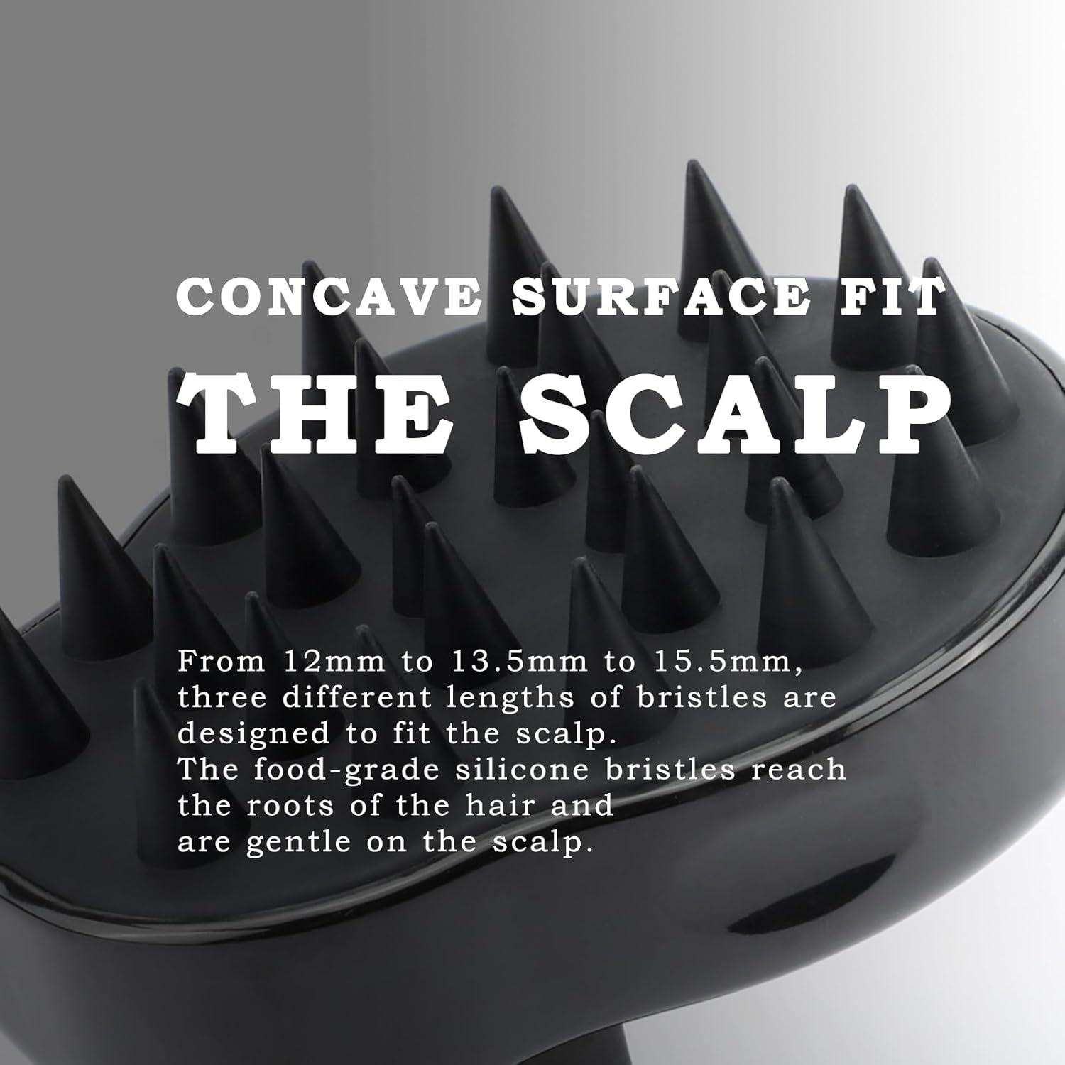 Hair Scalp Massager Shampoo Brush, Freatech [Wet & Dry] Manual Head Scalp Massage Brush, Soft Silicone Bristles Care for the Scalp, Exfoliate and Remove Dandruff, Promote Hair Growth - Black image number 3