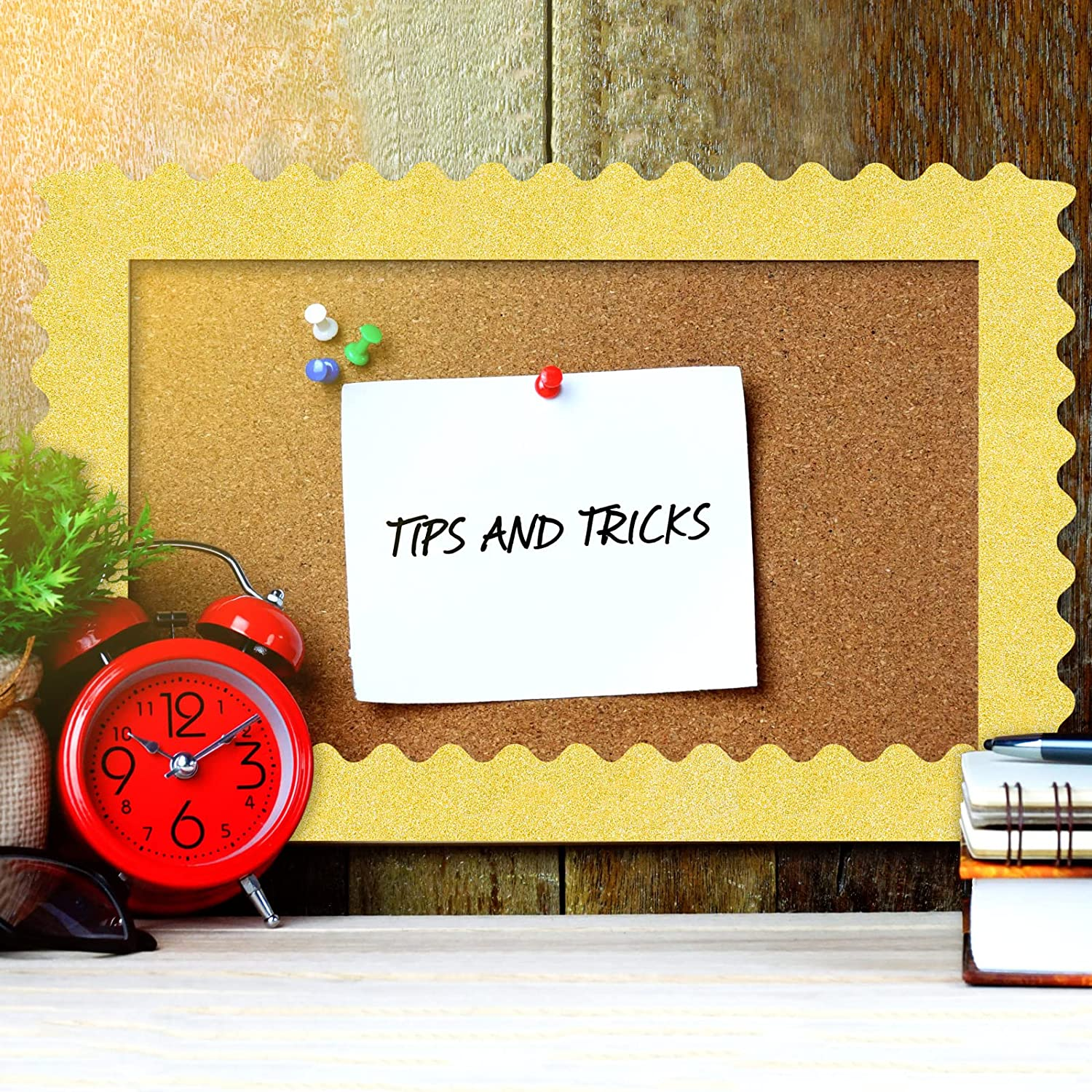 Durony 65.6 Feet Bulletin Board Borders Glitter Borders Trim Scalloped Board Borders Decoration Borders for School Classroom Decoration (Gold) - Silver image number 5