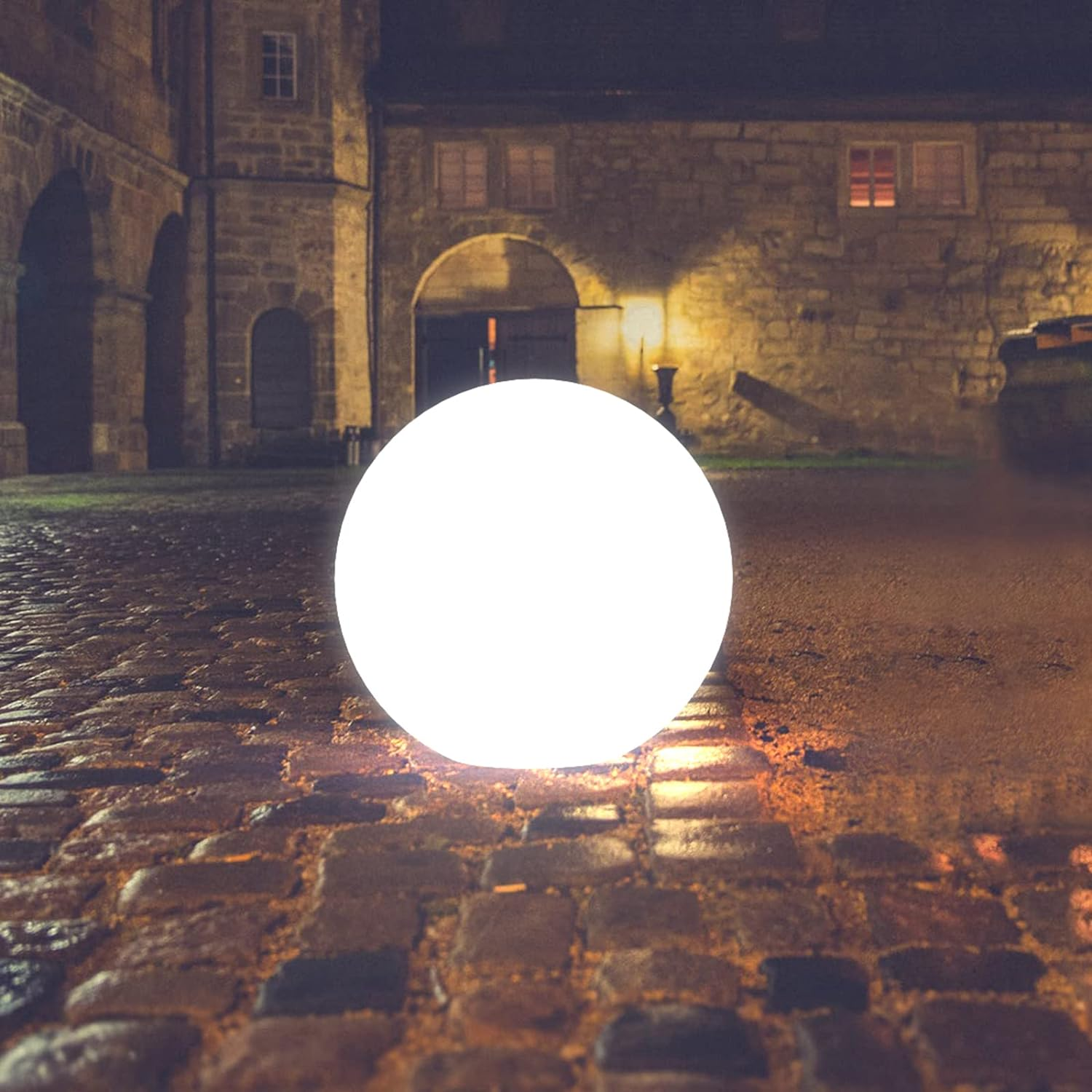 7PANDAS Solar Rechargeable Ball Light, Full Moon LED Ball Light Dual Rechargeable with Solar Battery Power, 35CM 7 RGB Colors Changing IP65 Waterproof for Pool Decor Outdoor(35Cm, 1Pack) image number 2