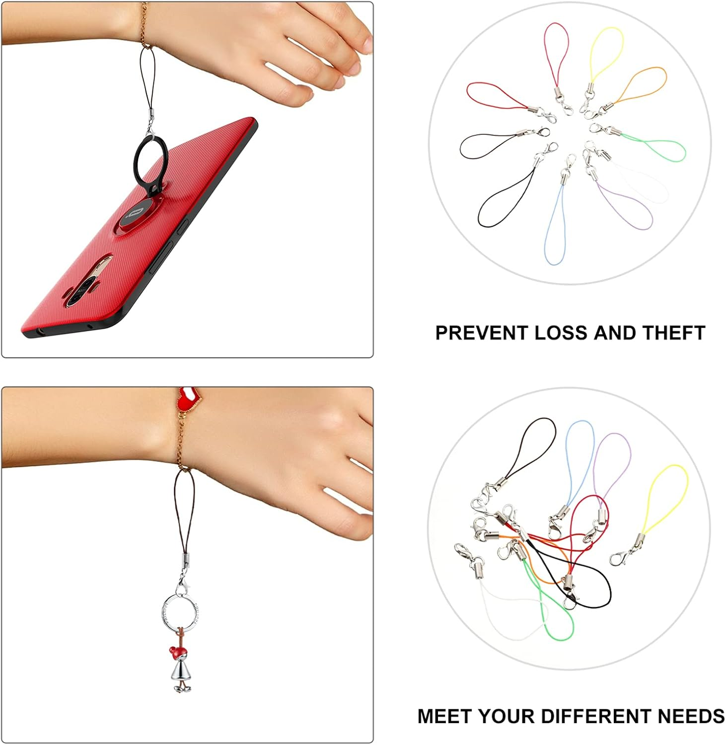 EXCEART 100Pcs Cellphone Strap with Lobster Clasp Straps Lanyard Lobster Clasp Lariat Cord Strap for Cellphone Jewelry USB Flash Drives DIY Ropes Mixed Color image number 3