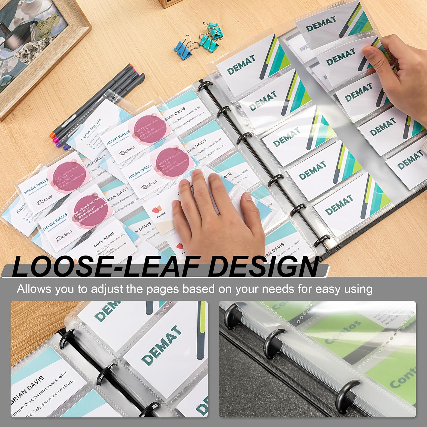 Mylifeunit Business Card Holder, Business Card Holder, 600 Business Card Capacity, Credit Card Book, File Storage (Gray) - Grey image number 4