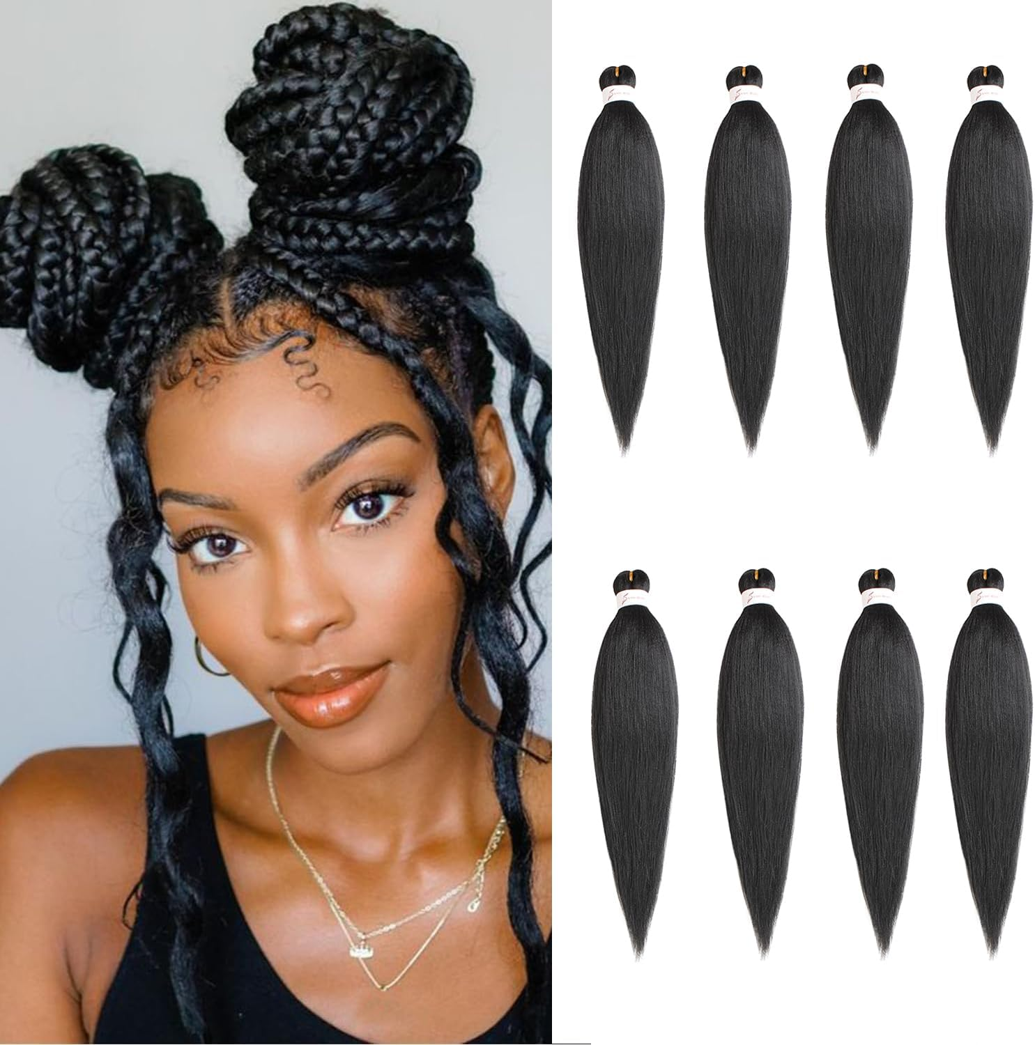 Mscat 30 Inch 8 Packs Pre Stretched Braiding Hair Brown Pre Stretched Braiding Professional Synthetic Prestretched Crochet Braids Hair Extension Hot Water Setting Yaki Texture (30#)