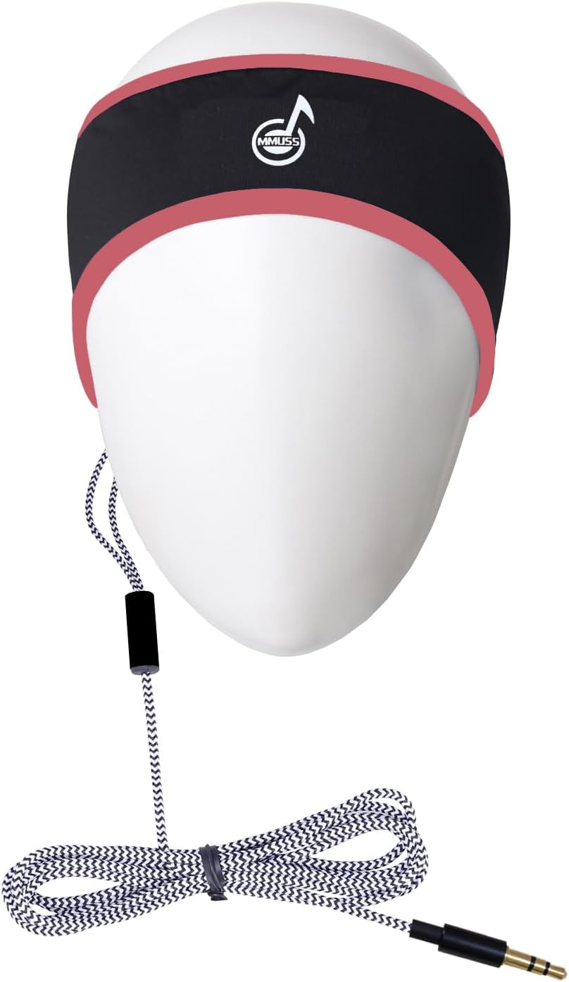 MMUSS Sleep Headphones Stereo Headband with Ultra Thin Speakers.Perfect for Side Sleeper,Sports,Travel,Meditation,Relaxation (Pink)