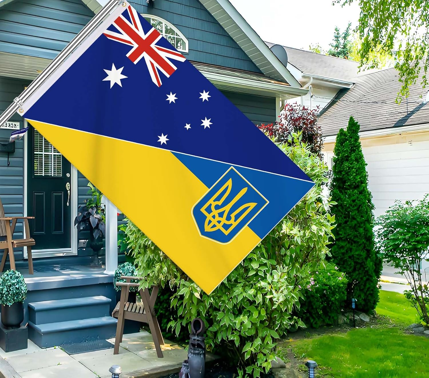 Ukraine Flag,3X5 FT Ukrainian Flag,36X60 Inch Large Digitial Double-Printed Durable 150D Thick Polyester Decorations with 2 Brass Grommet image number 1