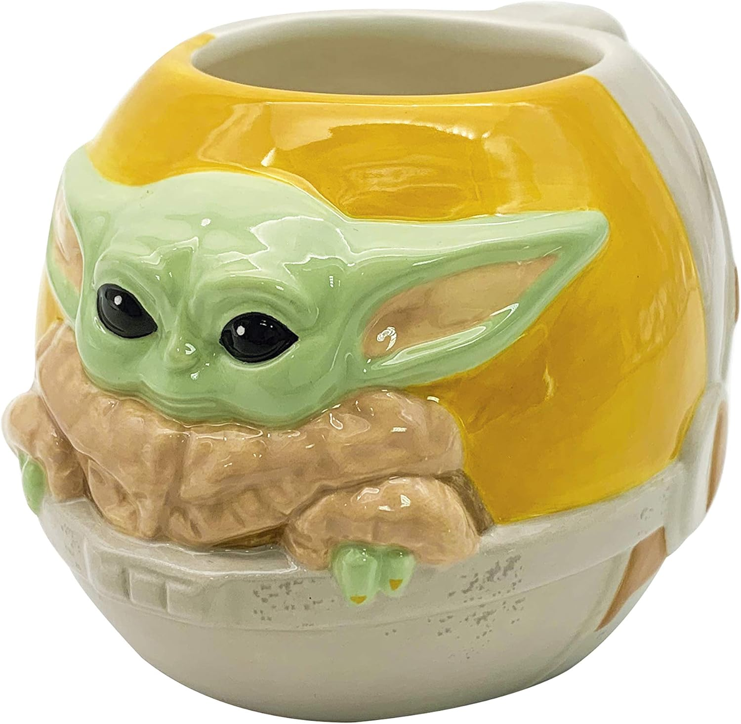 Zak Designs Star Wars the Mandalorian the Child Sculpted Ceramic Coffee Mug Collectible Keepsake with Unique 3D Character, 16 OZ, Baby Yoda in Cradle image number 3