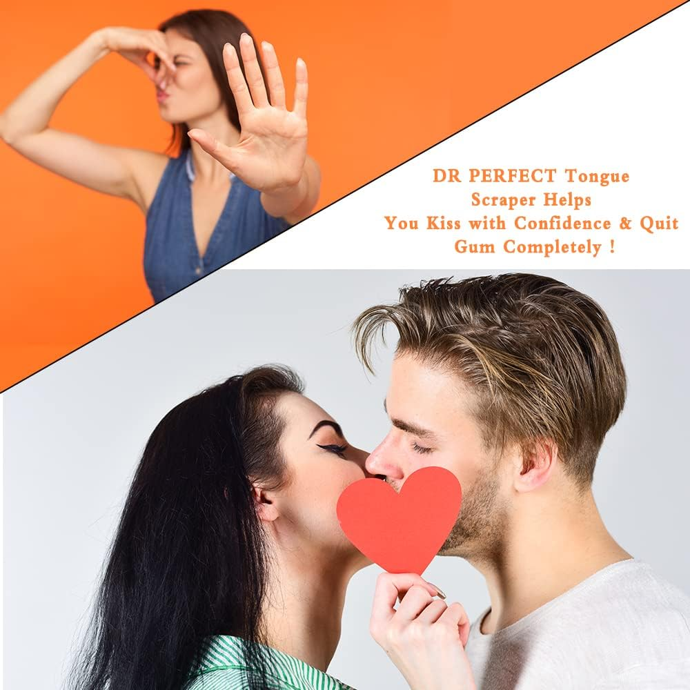 DR PERFECT Soft Tongue Brush Scraper Cleaner Helps Fight Bad Breath Clean Your Tongue without Hurt Pack of 4 (GREEN PURPLE BLUE PINK)