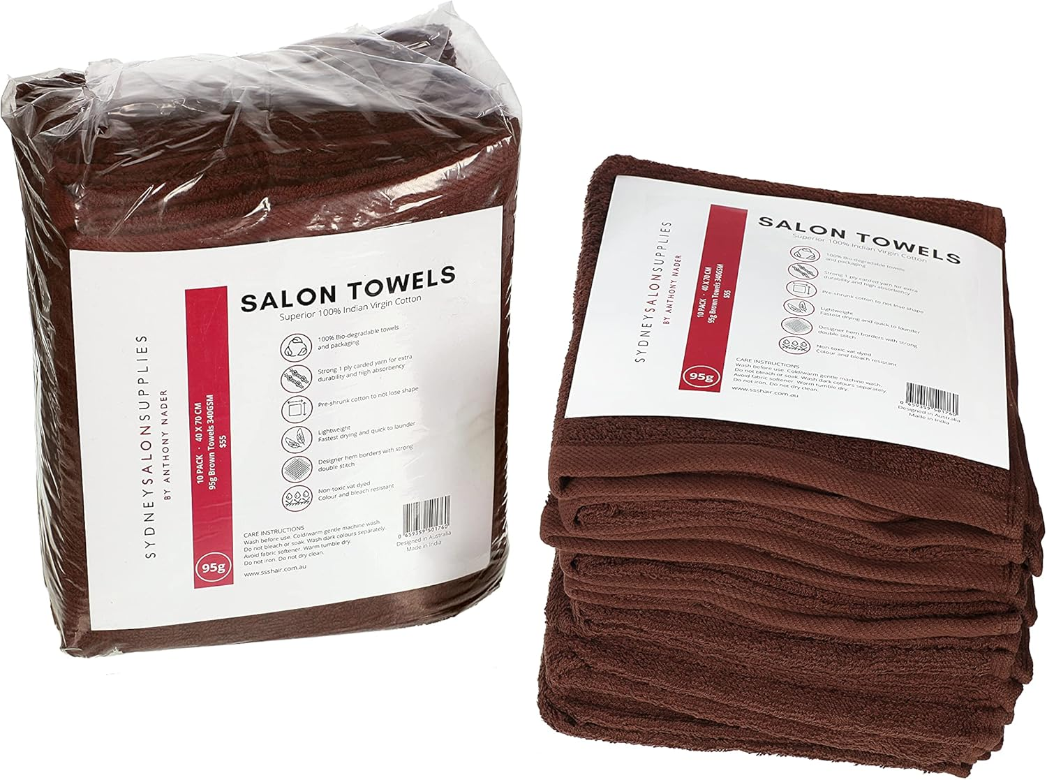 10 Brown SSS Salon Towel 100% Cotton Hand Towels Barber Beauty Gym Hotel SPA 40X70