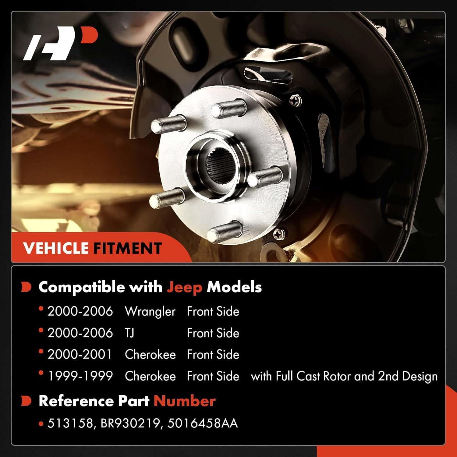 A-Premium Front Wheel Bearing and Hub Assembly with 5-Lug Compatible with Jeep Wrangler 2000-2006, Cherokee 1999-2001, TJ 2000-2006