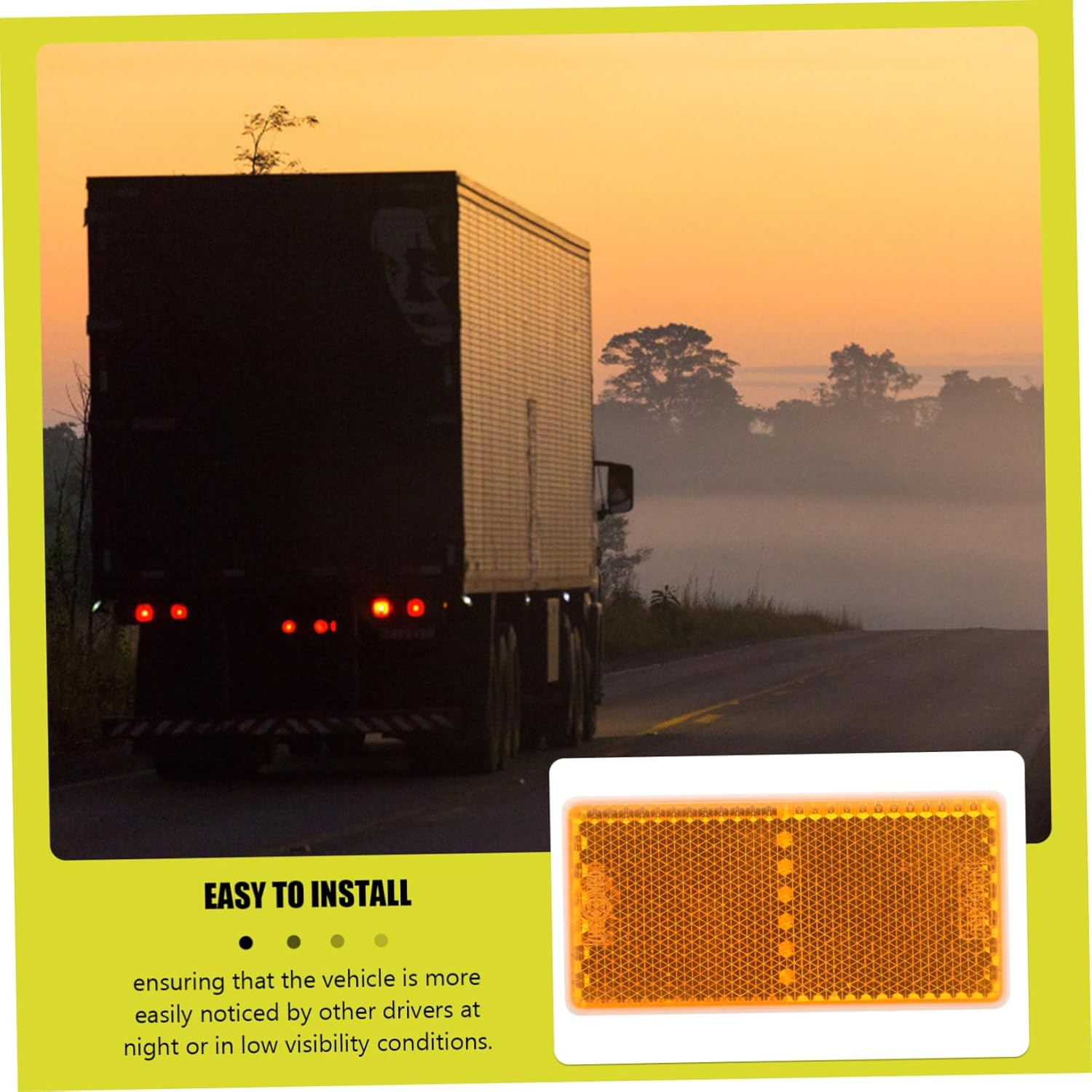 Vehicle Reflector Sticker Adhesive Yellow Trailer Reflectors Rectangular Reflective Tape for Trucks and Trailers Safety Exterior Automotive Accessories image number 5