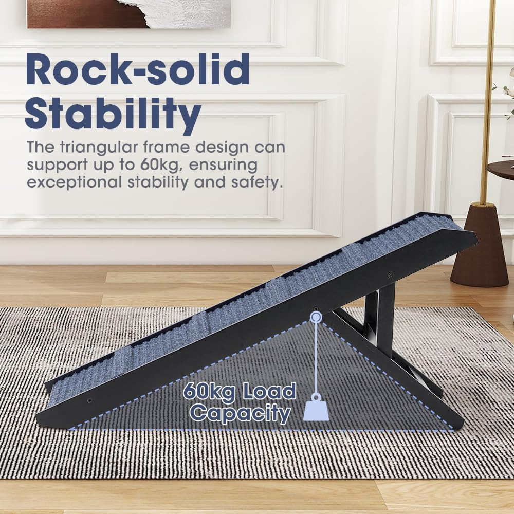 Dog Ramp for Bed for Small Medium Dogs, 90CM Long 33-45CM Adjustable Height Dog Stairs, Folding Portable Pet Ramp for Couch, Bed or Sofa, Pet Ramps with Non-Slip Carpet, Black image number 6