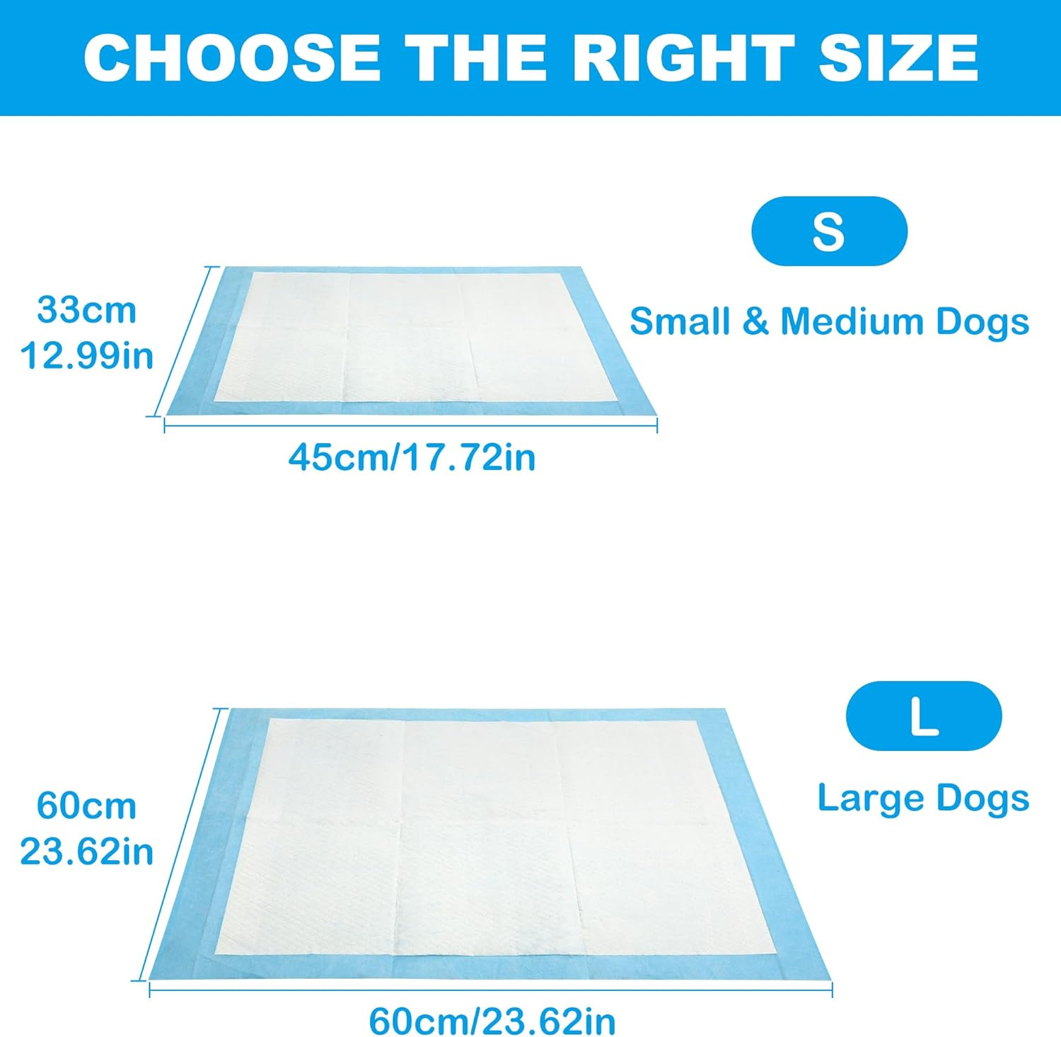 Joyfurever Dog and Puppy Pet Training Pad, Pee Pads,Leakproof, 6 Layers, Quick Absorbency, Regular Size, 23.6 X 23.6 Inches (60Cm*60Cm), Value Pack of 100Pcs, Multi-Function for Pets, Kids, Adults image number 4
