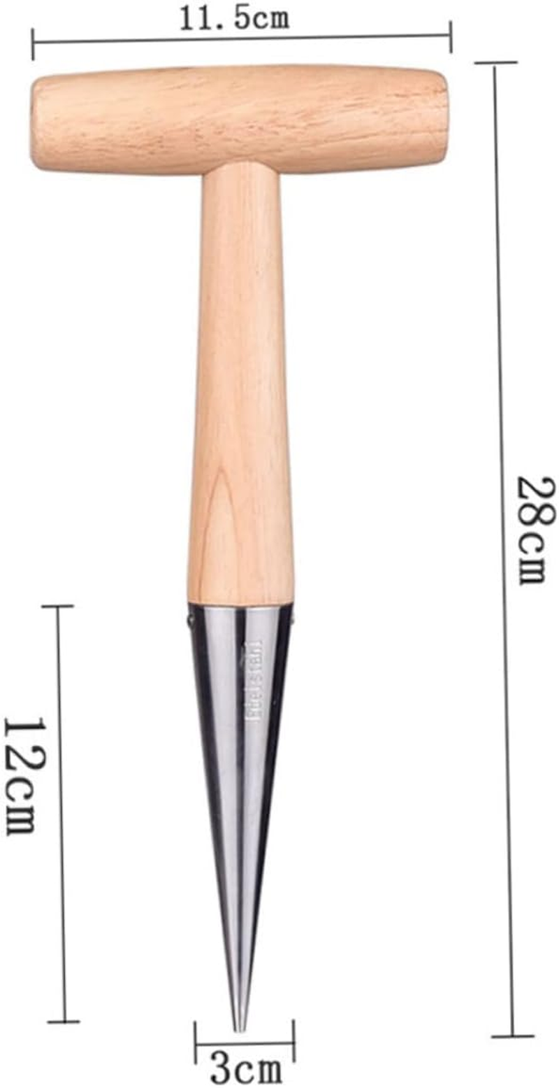 Gardening Hole Puncher Metal Dibber Wood Color for Fertilization and Seedling Planting Portable Transplanting Tool Suitable for Outdoor Garden Planting image number 2