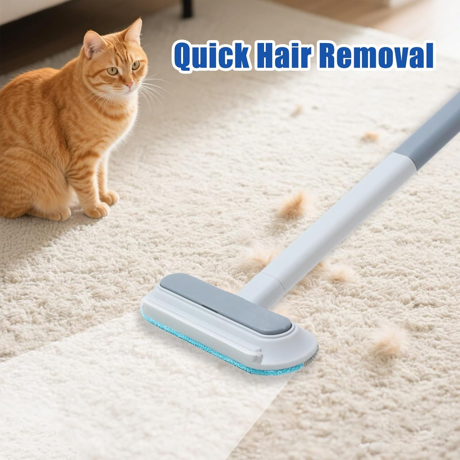 Ouqiesli 3 in 1 Pet Hair Remover Reusable Brush Dog Cat 17-Inch-Long Handle for Carpet Couch Clothes Blanket image number 3